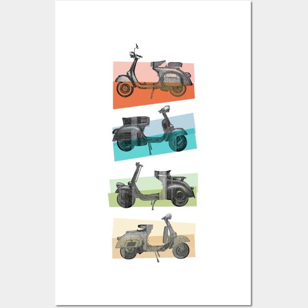 4 vespa fifties Wall Art by AaaahEeeekStudio